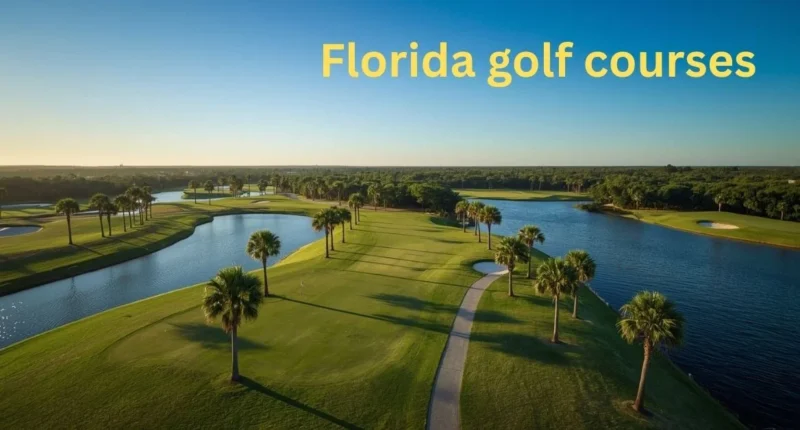 Best Florida golf courses with palm trees and water features under sunrise sky.