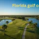 Best Florida golf courses with palm trees and water features under sunrise sky.