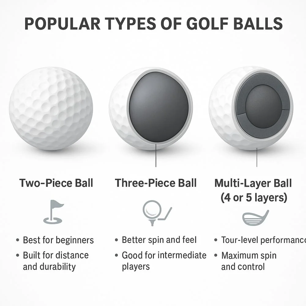 Image of different types of golf balls