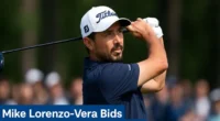 Mike Lorenzo-Vera taking his final swing at Crans-Montana during his farewell tournament.