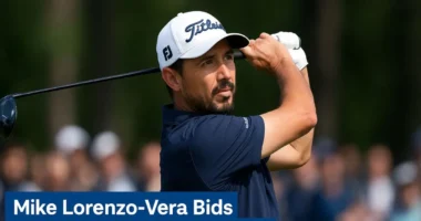 Mike Lorenzo-Vera taking his final swing at Crans-Montana during his farewell tournament.